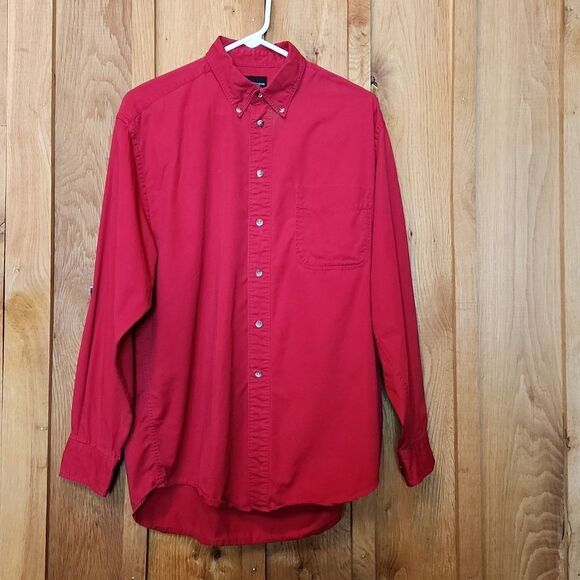 Croft & Barrow Long Sleeve Button Down Cotton Casual Shirt, Medium, Red - Picture 1 of 8